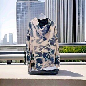 Monument Tie‎ Dye Hoodie Pullover Womens Large White Black Jacket w Front Pocket